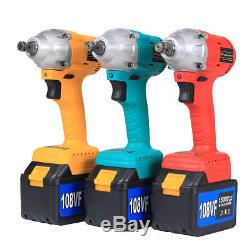 108V Cordless Lithium-Ion Electric Impact Wrench Brushless 3 Speed Torque 320 Nm