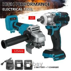 125mm Angle Grinder + Impact Wrench Cordless Brushless Tool Combo For Makita 18V