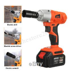128VF 520NM 12800mAh Brushless Cordless Electric Impact Wrench High Torque Drill