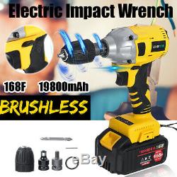 12 Pcs 19800mAh 1/2 Electric Brushless Impact Wrench Cordless Drive Drill