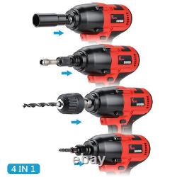 1500Nm Brushless Cordless Impact Wrench 1/2 Driver Electric Drill & 2 Battery