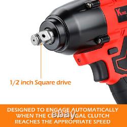 18V Cordless Impact Wrench 1/2 1500Nm High Torque Brushless Drill 2 Battery Set