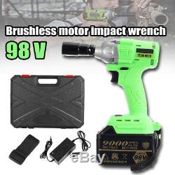 1/2 Brushless Impact Wrench Electric Torque 520 Nm 98V Cordless Motor+2 Battery