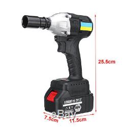 1/2 Cordless Brushless Impact Wrench+10000mAh 2 Lithium-Ion Battery High Torque