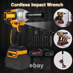 1/2 Cordless Impact Wrench Brushless Driver Drill Socket Set for Changing Tires