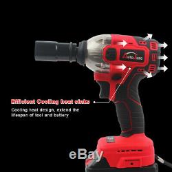 1/2 Impact Wrench Li-Ion Battery Powerful Tool Electric Cordless Wrench Set 20V