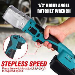 1/2inch Electric Cordless 18-21V Ratchet Right Angle Wrench Impact Power Tool US