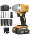 20V 1/2 inch Cordless Impact Wrench With Battery & Charger 3000 RPM Torque