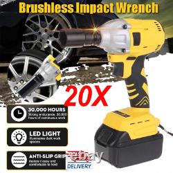20X Cordless Electric Impact Wrench 1/2'' Driver Li-ion Battery High Power