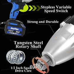 21V 460Nm Impact Wrench Electric Cordless 1/2 Inch Driver Tool Case + Battery