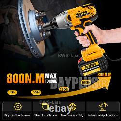 21V Cordless Impact Wrench 1/2 800Nm High Torque Brushless Drill with Battery US