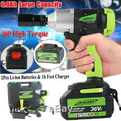 21V Cordless Impact Wrench Kit 1/2'' High Torque Compact Electric Driver Tool