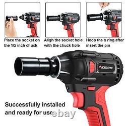 21V Cordless Impact Wrench Powerful Brushless Motor with 1/2 Square Driver M