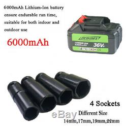 21V Lithium-Ion Cordless Impact Wrench Socket Adapters Set 1/2 Square Drive Gun