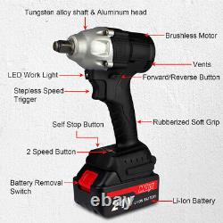 21V Max 520Nm Cordless Impact Wrench Gun 1/2'' Drive Drill with 2 Battery&Sockets