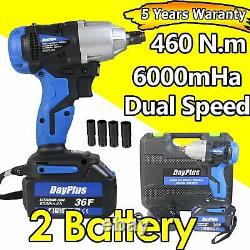 21V Portable Cordless Impact Wrench Kit Drill Gun 1/2Inch LED Drive With Battery