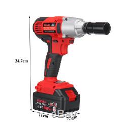 2 Pcs Battery 200W 21V Cordless 1/2 Impact Wrench High Torque Hammer Drill
