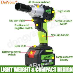 36VF Electric Cordless Impact Wrench High Torque Drill Rattle Nut Gun Driver Kit
