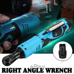 3/8'' 42V Electric Cordless Ratchet Right Angle Wrench impact Tool +2 Battery US