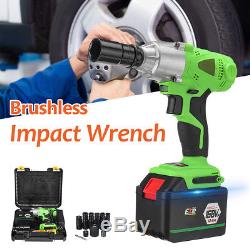 3/8'' Cordless Electric Brushless Impact Wrench Li-on Battery High Torque LED