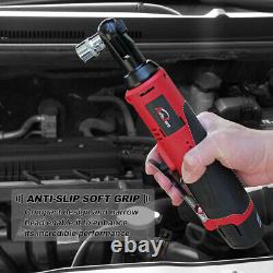 3/8'' Cordless Ratchet Right Angle Wrench Impact Power Tool Li-ion Battery US