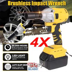 4X Cordless Electric Impact Wrench 1/2'' Driver Li-ion Battery High Power