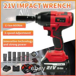 600Nm Cordless Electric Impact Wrench Brushless Drill Driver Take Car Tire Off