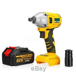68V 8000mAh 1/2Electric Brushless Cordless Impact Wrench Drill Tool +2 Battery
