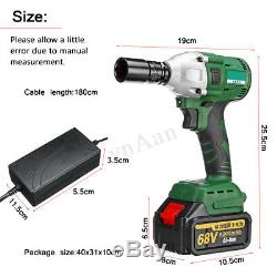 68V 8000mAh 520N. M 1/2Electric Brushless Cordless Impact Wrench Drill+2 Battery
