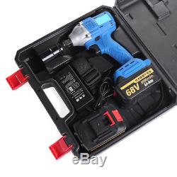 68V Cordless Electric Impact Wrench Brushless High Torque Power Tool + 2 Battery