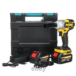 68V Electric Cordless Impact Wrench Brushless Impact Drill Power Tool+2 Batterys