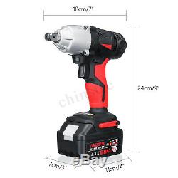 88VF Electric Cordless Impact Wrench 1/2'' High Torque Drill+2x 10000mAh Battery