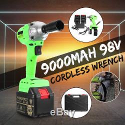 98V 9000mAh Torque 520Nm Cordless Electric Impact Wrench Brushless + 2 Battery