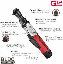 ACDelco G12 12V 3/8 Brushless Cordless Ratchet Wrench, 65 ft-lbs, ARW1210-3P
