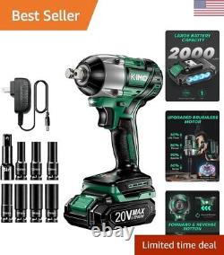 Brushless Cordless Impact Wrench Kit High Torque, 7 Sockets & Battery Included