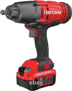 CRAFTSMAN V20 RP Impact Wrench, Cordless, Brushless, 1/2 Inch, 4Ah Battery and C