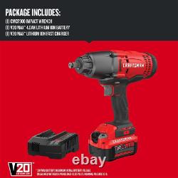 CRAFTSMAN V20 RP Impact Wrench, Cordless, Brushless, 1/2 Inch, 4Ah Battery and C