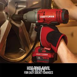 CRAFTSMAN V20 RP Impact Wrench, Cordless, Brushless, 1/2 Inch, 4Ah Battery and C