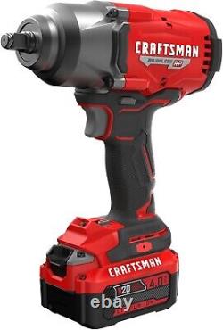 CRAFTSMAN V20 RP Impact Wrench, Cordless, Brushless, High Torque, 1/2 Inch, 4Ah