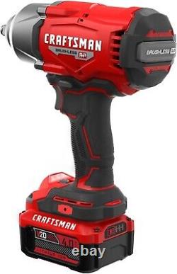 CRAFTSMAN V20 RP Impact Wrench, Cordless, Brushless, High Torque, 1/2 Inch, 4Ah