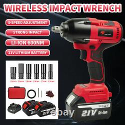 Car 800Nm Cordless Electric Impact Wrench 1/2 Brushless Driver with 2 Batteries