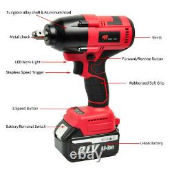 Car 800Nm Cordless Electric Impact Wrench 1/2 Brushless Driver with 2 Batteries