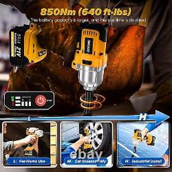 Cordless 1/2 inch Brushless Impact Wrench, Max Torque (850N. M), 2x 4000mAh Battery
