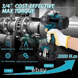 Cordless 3/4 Drive Impact Wrench Square Drive 1549ft-lb Nut-busting Torque 21V