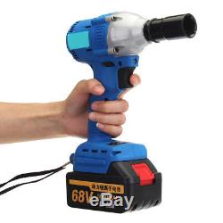 Cordless 68V Brushless Impact Wrench Rechargeable Nut Gun 2 Lithium-Ion Battery