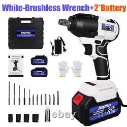 Cordless Brushless Impact Wrench Gun 1/2'' High Power Driver Tool Kit with Battery