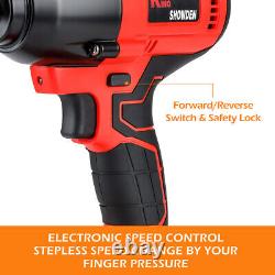 Cordless Electric Impact Wrench Gun 1/2'' High Power Driver with 2 Li-ion Battery
