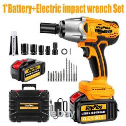 Cordless Electric Impact Wrench Gun 1/2'' High Power Driver with 6000mA Battery