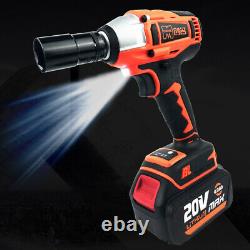 Cordless Electric Impact Wrench Gun 1/2'' High Power Driver with Li-ion Battery