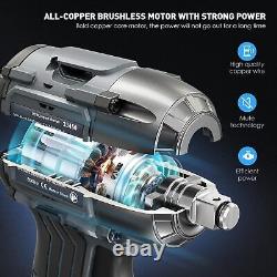 Cordless Electric Impact Wrench Gun 1/2'' High Torque 650Nm + 6Socket & 2Battery